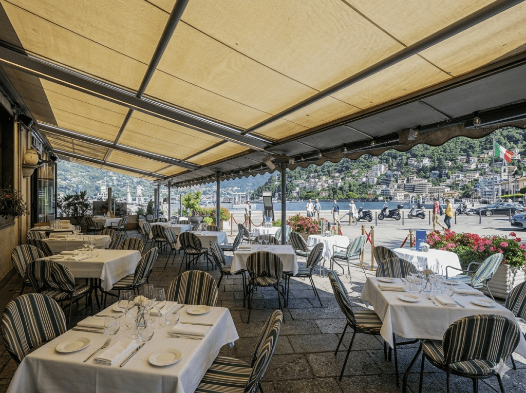 Terrazza esterna vista lago del Ristorante Imbarcadero 1892 Lago di Como